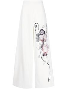 Saiid Kobeisy pantalon palazzo imprimé - Blanc