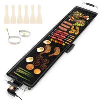 Teppanyaki Grill 1800W Elektrische Grillplaat Antiaanbak Tafelgrill met Instelbare Temperatuur Thermostaat en Vetopvangbak 100cm