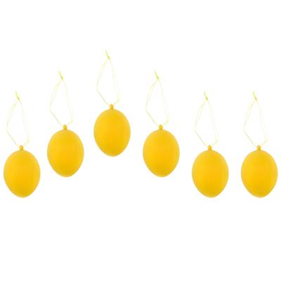 Paaseieren hangdecoratie - geel - set van 6x stuks - 4 x 6 cm - kunststof - Paasversiering Paaseieren hangdecoratie - geel - set van 6x stuks - 4 x 6 cm - kunststof - Paasversiering
