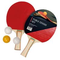 Tafeltennis set - 2 houten batjes - standaard formaat - ca 25x15x2 cm - hout/plastic - pingpongset
