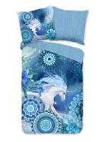 HIP Dekbedovertrek "mandala&apos;s en eenhoorn" - Blauw - (155x220 cm) - Katoen Flanel
