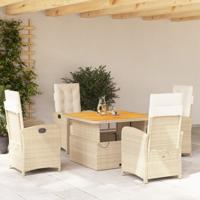 5-delige Tuinset met kussens poly rattan beige