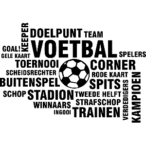 Voetbal, woord cloud - Muursticker