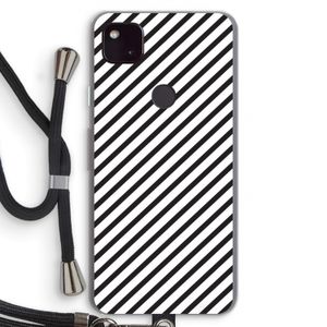 Strepen zwart-wit: Pixel 4a 5G Transparant Hoesje met koord