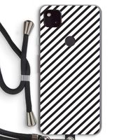 Strepen zwart-wit: Pixel 4a 5G Transparant Hoesje met koord