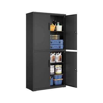 Metalen garagekast met verstelbare legplanken en deuren, Inkt Zwart / 40 x 80 x 180 cm