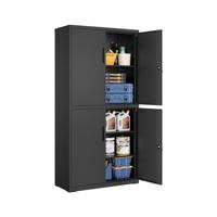 Metalen garagekast met verstelbare legplanken en deuren, Inkt Zwart / 40 x 80 x 180 cm