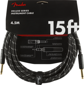 Fender Instrumentkabel Deluxe Black Tweed, Jack-Jack, 4.5m