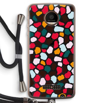 Colored Giraffe: Motorola Moto Z Force Transparant Hoesje met koord
