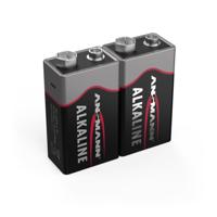 Ansmann alkaline batterij 9 volt e blok / 6lr61 2 pcs. krimp