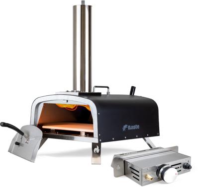 BASTE Hybride pizza oven buiten gas/pellets/houtskool/hout - RVS