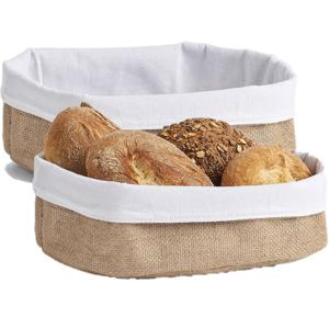 Zeller Broodmandje - 2x - jute - 26 x 18 cm - brood serveer mandjes