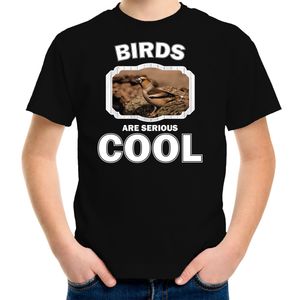 T-shirt birds are serious cool zwart kinderen - vogels/ appelvink vogel shirt