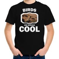 T-shirt birds are serious cool zwart kinderen - vogels/ appelvink vogel shirt
