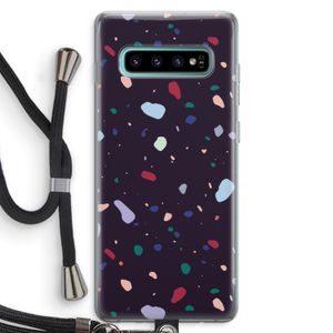 Dark Rounded Terrazzo: Samsung Galaxy S10 Plus Transparant Hoesje met koord