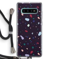 Dark Rounded Terrazzo: Samsung Galaxy S10 Plus Transparant Hoesje met koord