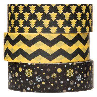 Colorations - washi tape feestelijke kerstpatronen 3 rollen, 5mtr.