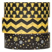 Washi Tape Feestelijke Kerstpatronen 3 Rollen, 5mtr.