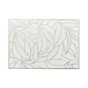 Placemat Nissa - 1x - zilver blad motief - 30 x 45 cm - onderlegger