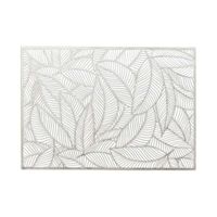 Placemat Nissa - 1x - zilver blad motief - 30 x 45 cm - onderlegger