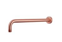 Wiesbaden gebogen douche-arm rond muur. 45cm geborsteld koper