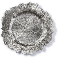 Kaarsenbord/plateau zilver asymmetrisch 33 cm rond