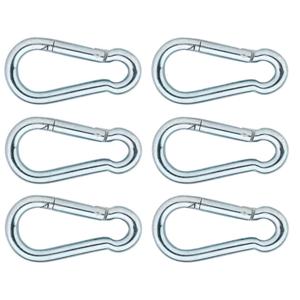 Karabijnhaken - 6x - verzinkt staal - 9 cm - karabijnhaak - snaphooks/ carabiners