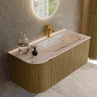 Badmeubel Mondiaz Kurve-Dlux | 105 cm | Meubelkleur Dusk | Wastafelkleur Nata | Solid surface | Wasbak rechter zijde spoelbak | 1 kraangat