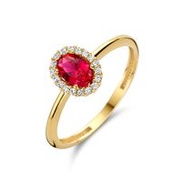 Ring Halo geelgoud-zirconia goudkleurig-rood-wit 8,5 mm