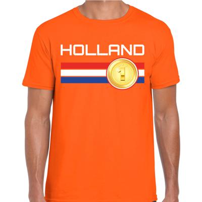 Holland thema vlag landen t-shirt - oranje - heren - koningsdag - korte mouwen Holland thema vlag landen t-shirt - oranje - heren - koningsdag - korte mouwen