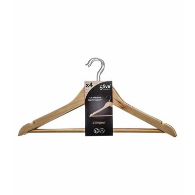 Kleerhangerset 5five Simply Smart Bruin Natuurlijk Hout 44 x 23 cm (4 Stuks)