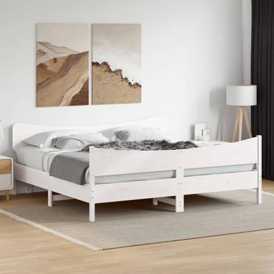 Bedframe zonder matras massief grenenhout wit 180x200 cm