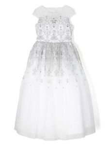 MARCHESA KIDS COUTURE robe longue à fleurs brodées - Blanc