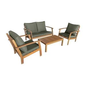 sweeek - Houten loungeset, 4 zitplaatsen