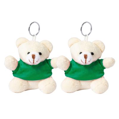 Pluche teddybeer knuffel sleutelhanger - 2x - groen - 8 cm - Beren dieren sleutelhangers