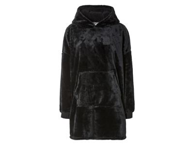 Pluchen oversized hoodie (S/M, Zwart)
