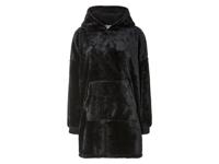 Pluchen oversized hoodie (S/M, Zwart)