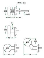 Wisselknop vlak excentrisch PL rvs mat