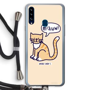 Miauw: Samsung Galaxy A20s Transparant Hoesje met koord