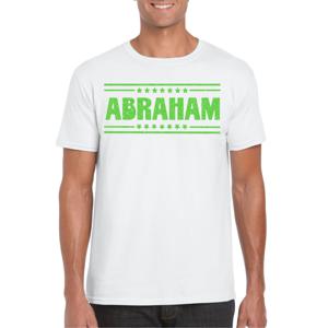 Verkleed T-shirt voor heren - abraham - wit - glitter groen - verjaardag/themafeest - 50 jaar