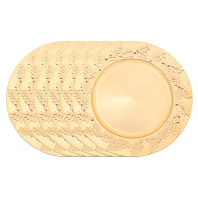 Diner/Kerstdiner onderborden - 6x - goud - kerstprint - rond - D33 cm - multifunctioneel