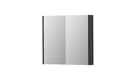 INK SPK2 spiegelkast met 2 dubbelzijdige spiegeldeuren, 2 verstelbare glazen planchetten, stopcontact en schakelaar 80 x 14 x 73 cm, gerookt eiken