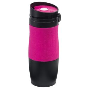 Koffie Thermosbeker/warmhoudbeker - roze/zwart - 380 ml - isoleerbeker/reisbeker