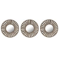 Set spiegels Home ESPRIT Natuurlijk Tropisch 20 x 1 x 20 cm (3 Onderdelen)