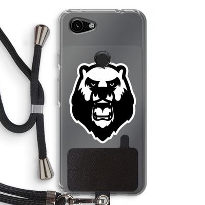 Angry Bear (white): Pixel 3a Transparant Hoesje met koord
