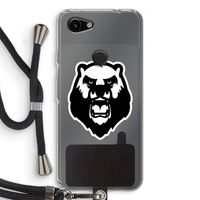 Angry Bear (white): Pixel 3a Transparant Hoesje met koord