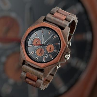 TimberWood VD53™ - Herenhorloge van Zwart & Rood Sandelhout