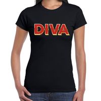 Fout DIVA t-shirt met 3D effect zwart voor dames 2XL  -