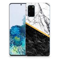 Samsung Galaxy S20 Plus | TPU | Siliconen hoesje | Marmer Wit Zwart - Origineel Cadeau Man