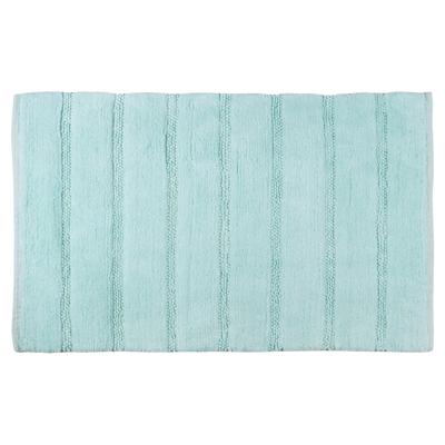 Differnz Stripes badmat 100% katoen - geschikt voor vloerverwarming - 45 x 75 cm - lichtblauw